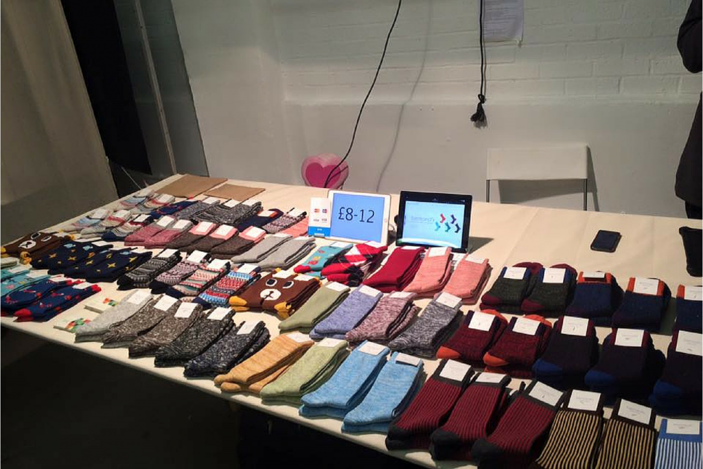 Bertrand's Proper Socks popup store table