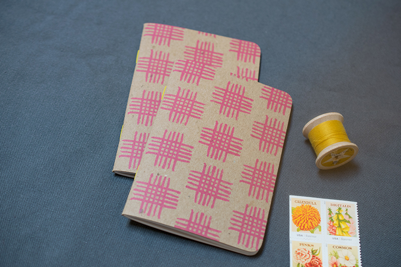 pink crosshatch design custom notebooks